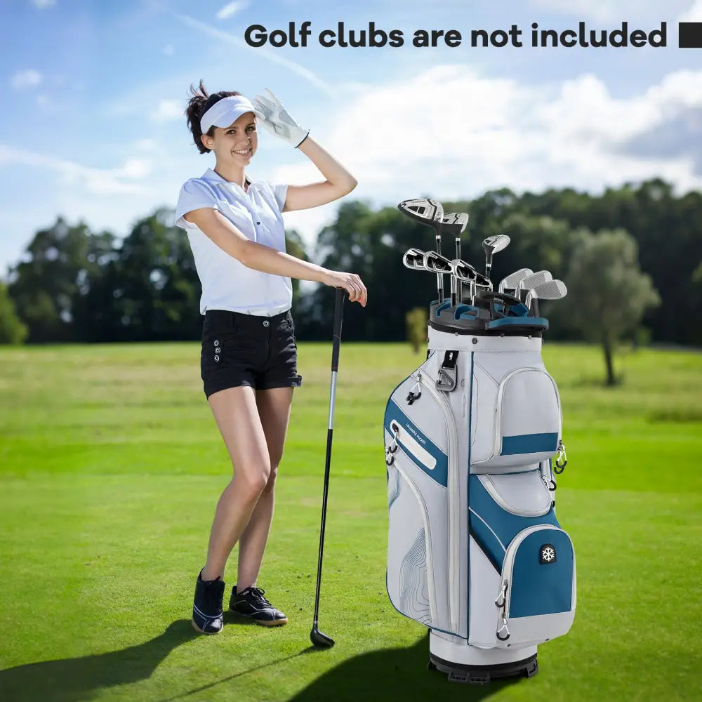 Molded Lock Top Golf Cart Bag with 14-Way Full Length Dividers and 11 Pockets-Navy - Navy - Golf