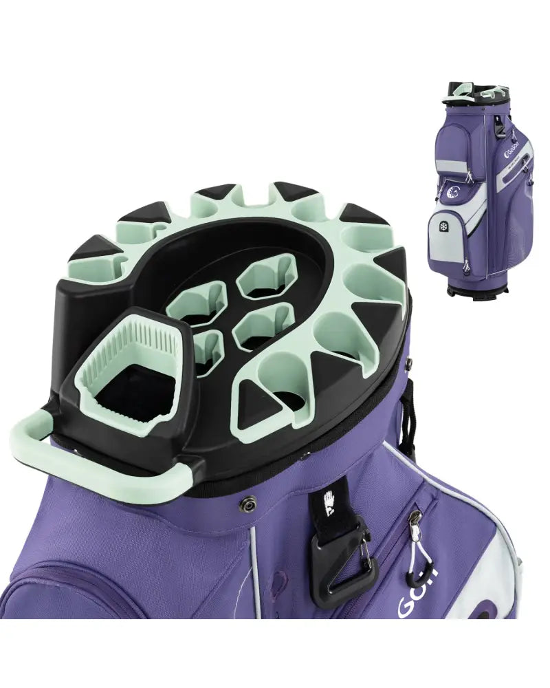 Molded Lock Top Golf Cart Bag with 14-Way Full Length Dividers and 11 Pockets-Purple - Purple - Golf
