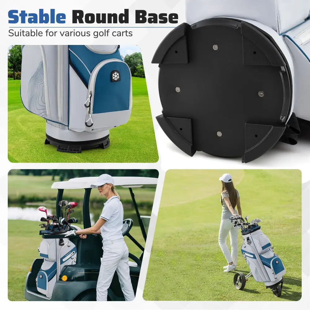 Molded Lock Top Golf Cart Bag with 14-Way Full Length Dividers and 11 Pockets-Navy - Navy - Golf