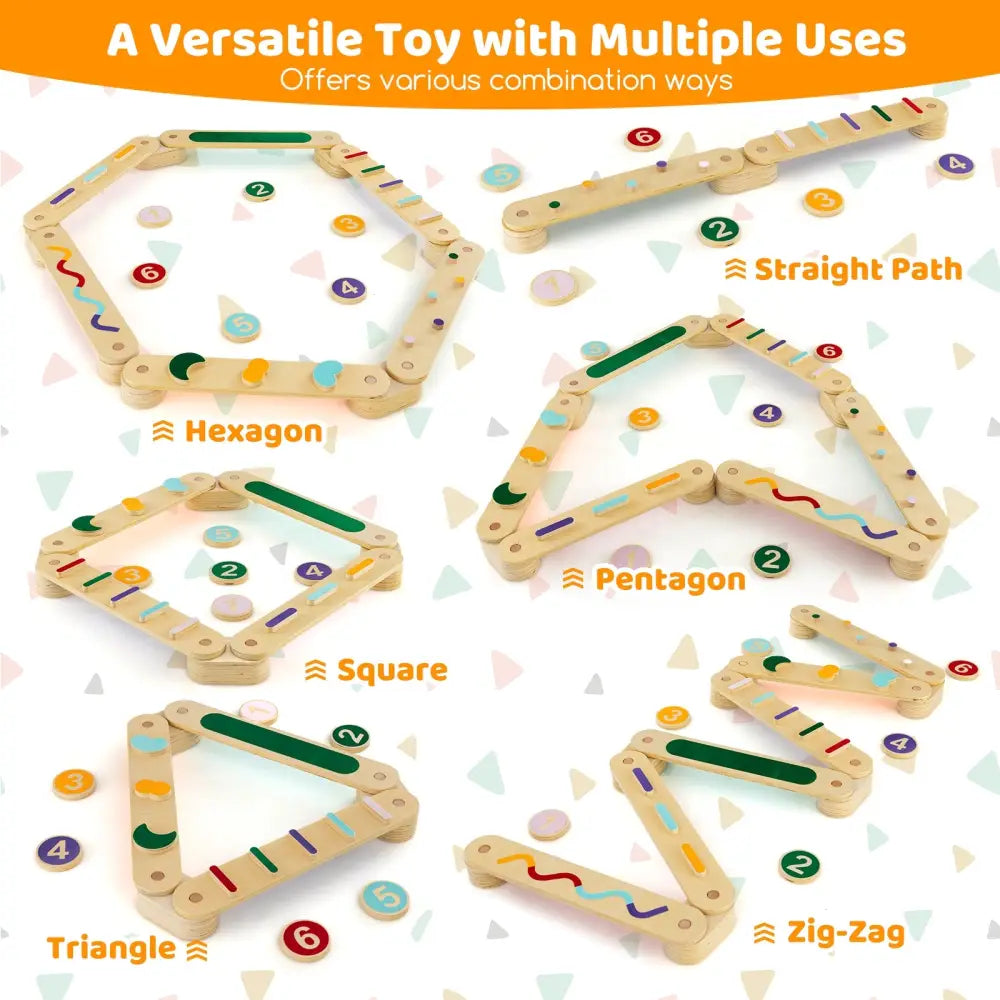 Montessori Balance Beam Set Wooden Balance Boards with Stepping Stones - Multicolor - Toy Sports