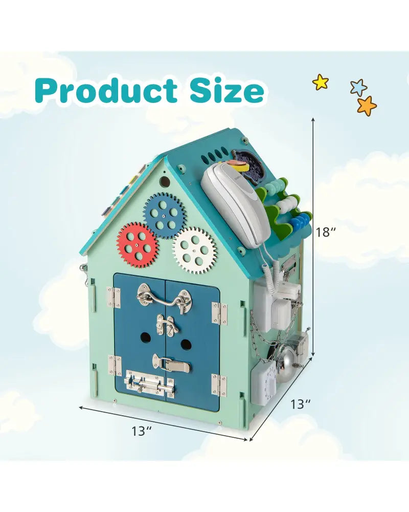 Montessori Play House with Sensory Games and Interior Storage Space-Blue - Blue - Play Tents & Playhouse