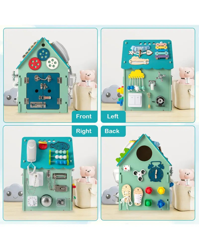 Montessori Play House with Sensory Games and Interior Storage Space-Blue - Blue - Play Tents & Playhouse