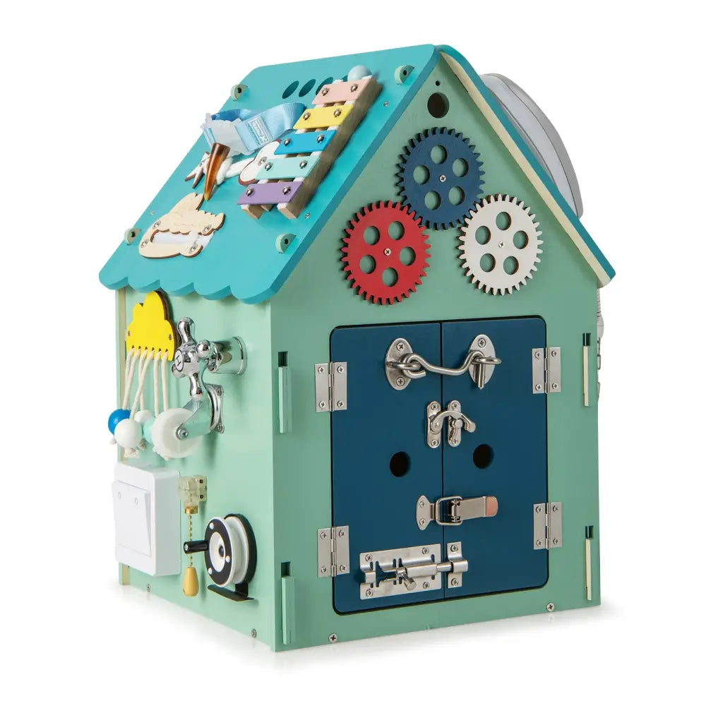 Montessori Play House with Sensory Games and Interior Storage Space-Blue - Blue - Play Tents & Playhouse