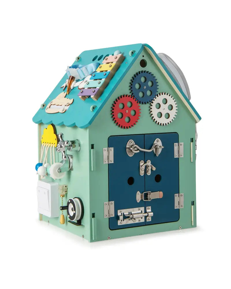 Montessori Play House with Sensory Games and Interior Storage Space-Blue - Blue - Play Tents & Playhouse