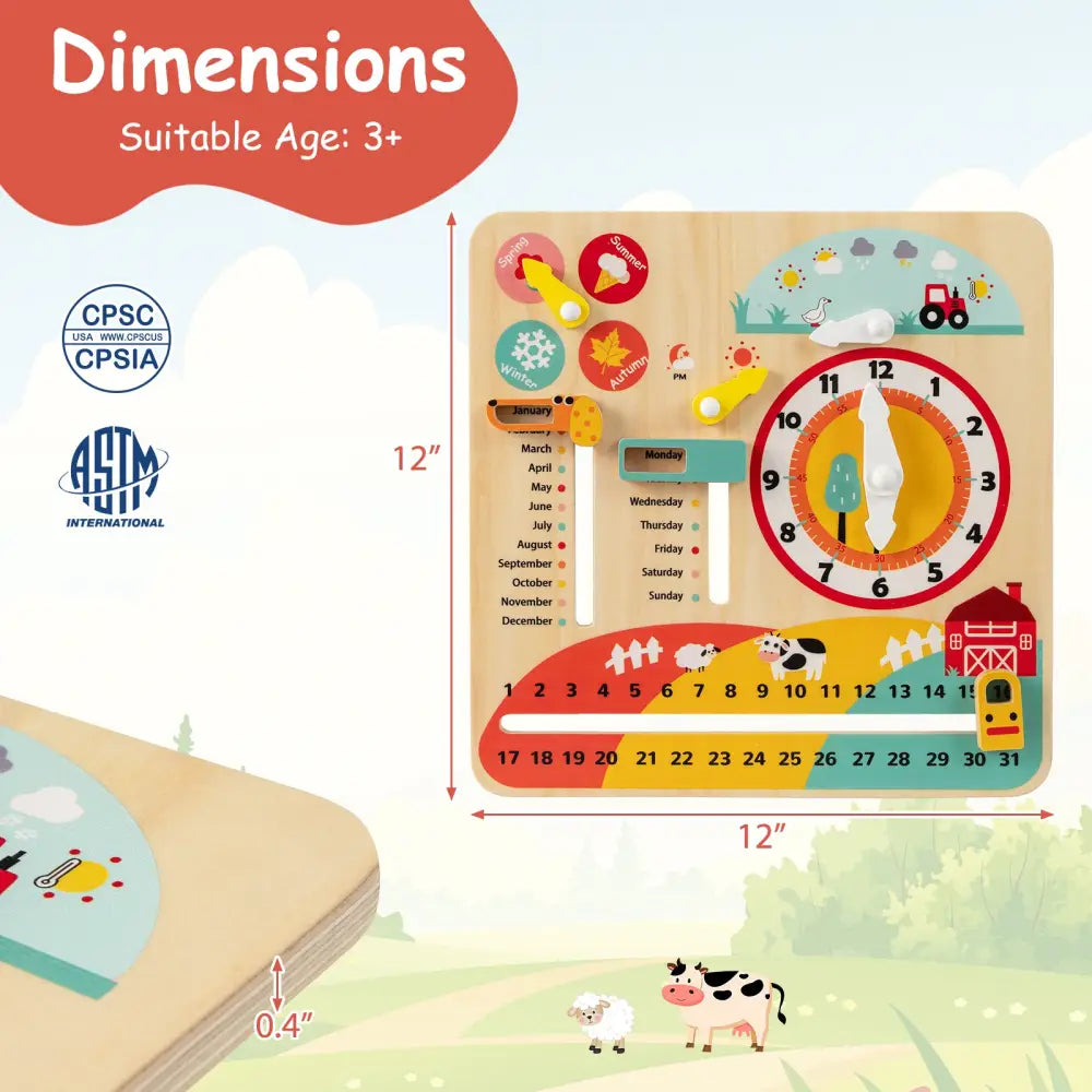 Montessori Wooden Toy for Toddlers Educational Learning Clock Toy About Season - Learning Toys