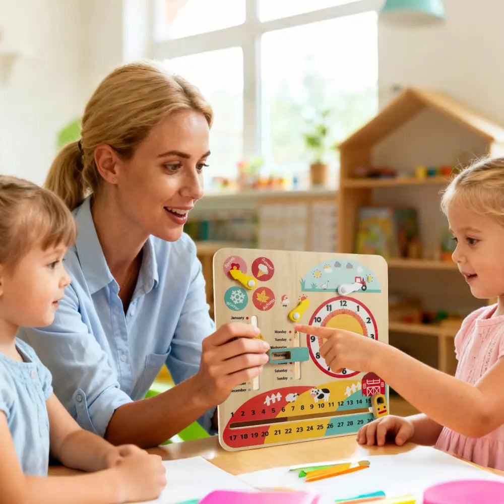 Montessori Wooden Toy for Toddlers Educational Learning Clock Toy About Season - Learning Toys