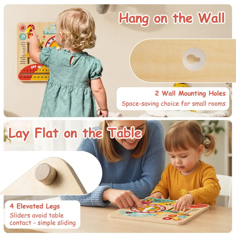Montessori Wooden Toy for Toddlers Educational Learning Clock Toy About Season - Learning Toys