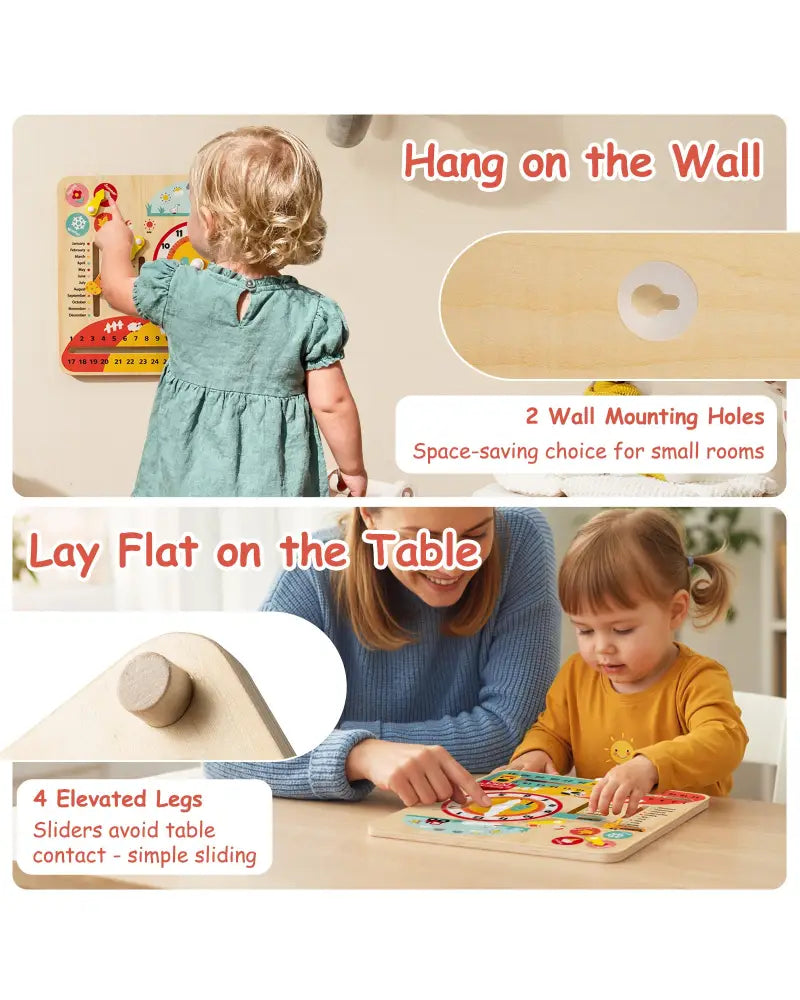Montessori Wooden Toy for Toddlers Educational Learning Clock Toy About Season - Learning Toys