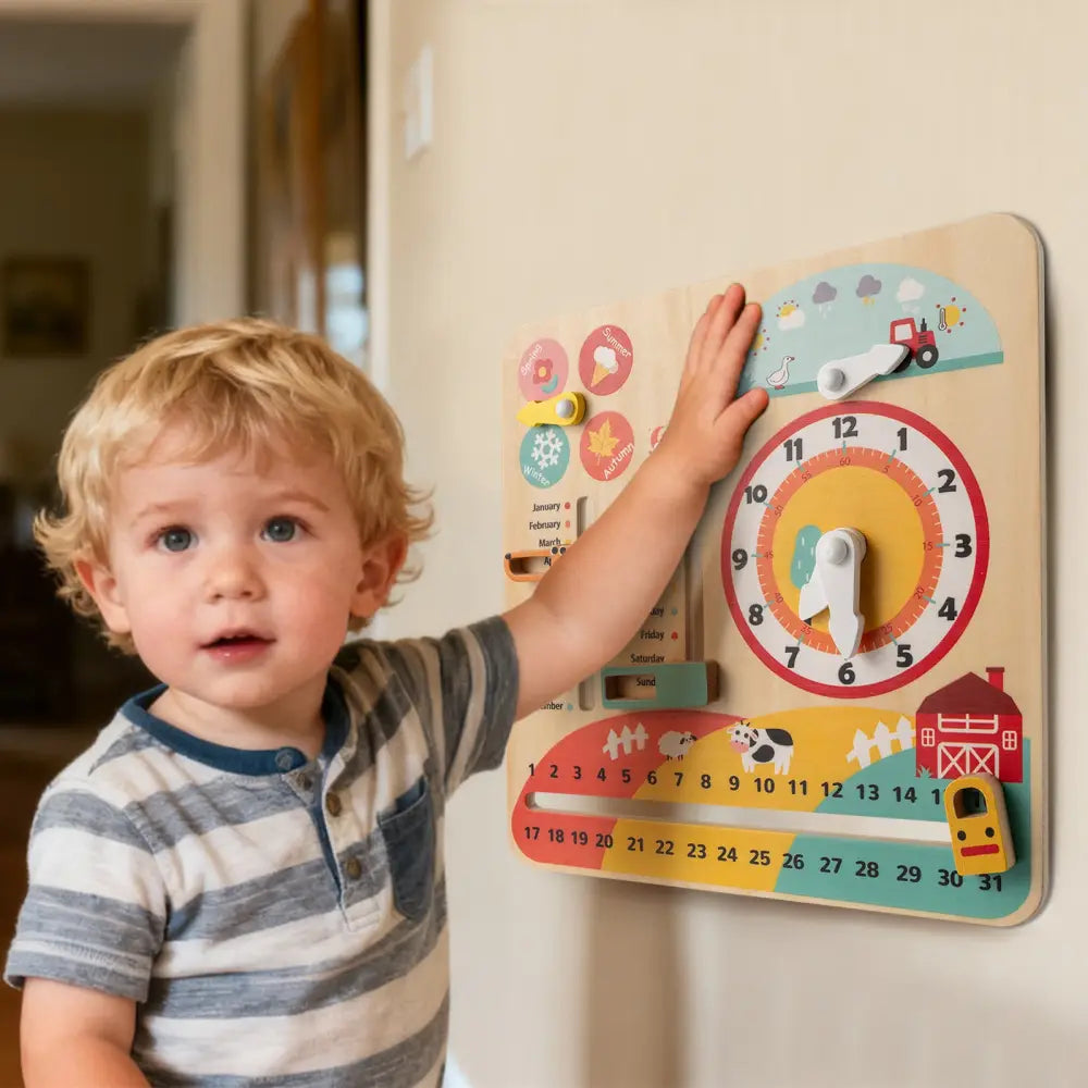 Montessori Wooden Toy for Toddlers Educational Learning Clock Toy About Season - Learning Toys