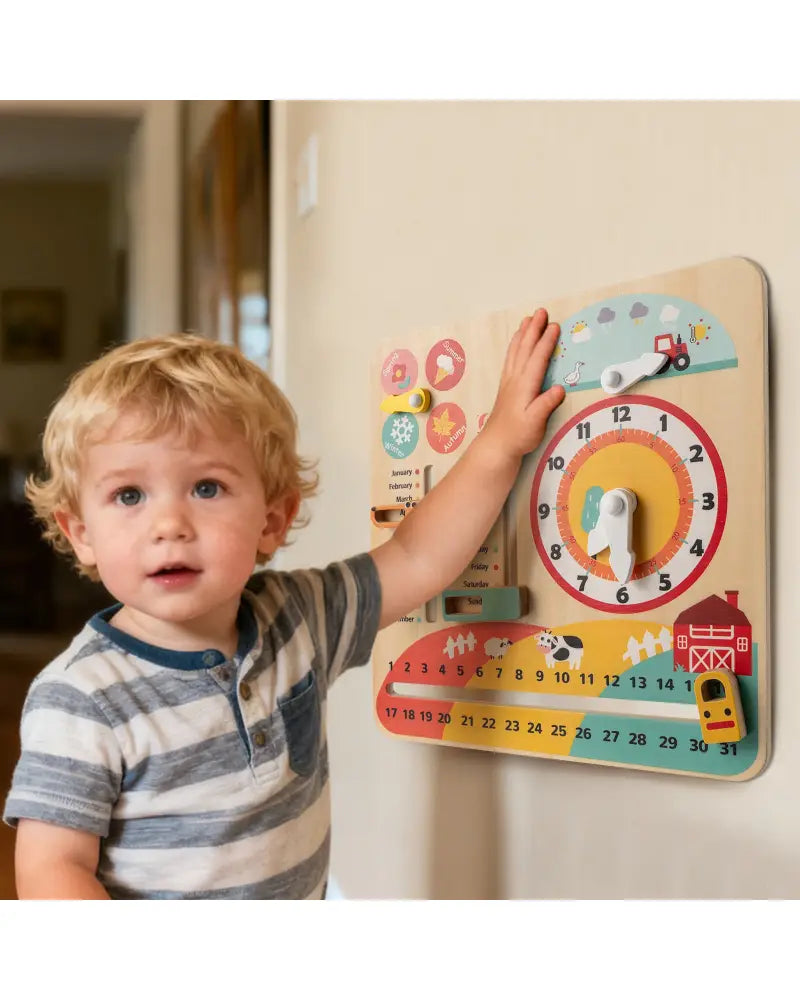 Montessori Wooden Toy for Toddlers Educational Learning Clock Toy About Season - Learning Toys