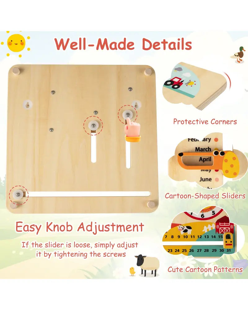 Montessori Wooden Toy for Toddlers Educational Learning Clock Toy About Season - Learning Toys