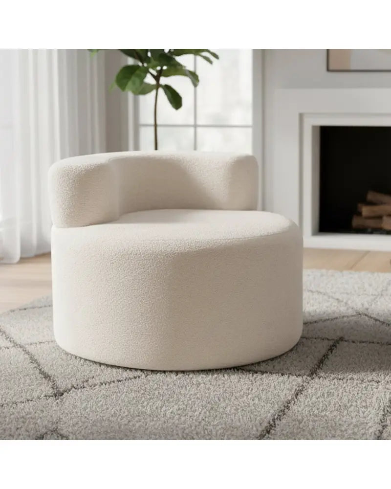 Moon-Shaped Floor Single Sofa Chair with Soft Teddy Fleece-Beige - Beige - Sofas & Loveseats