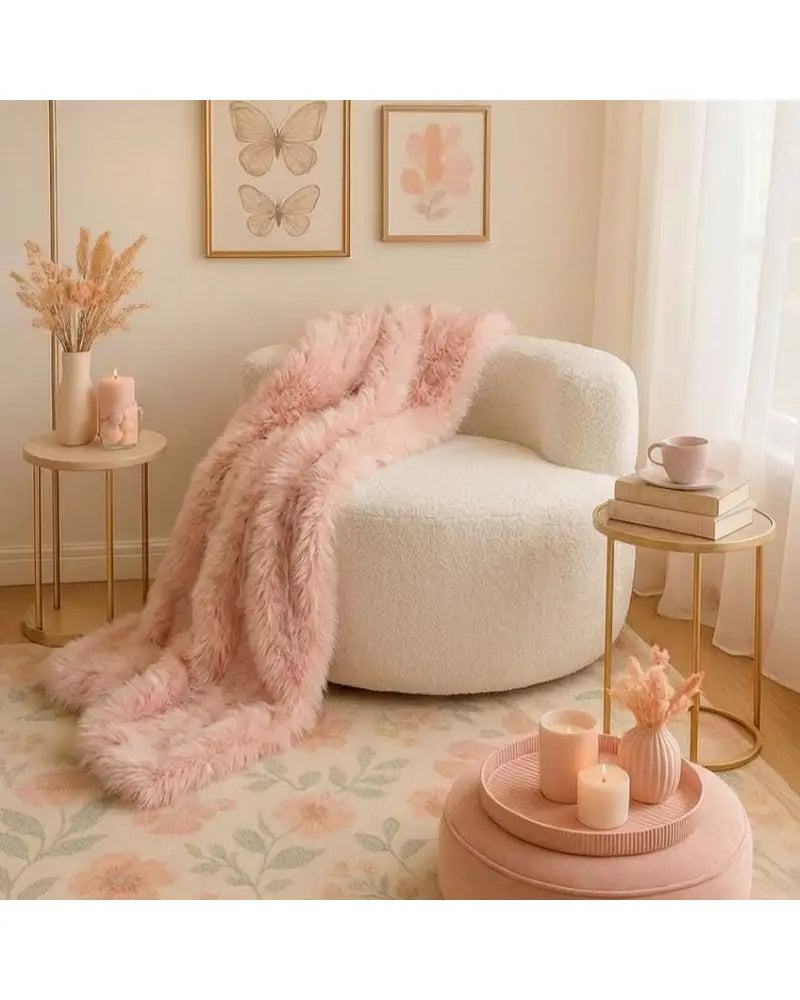 Moon-Shaped Floor Single Sofa Chair with Soft Teddy Fleece-Beige - Beige - Sofas & Loveseats