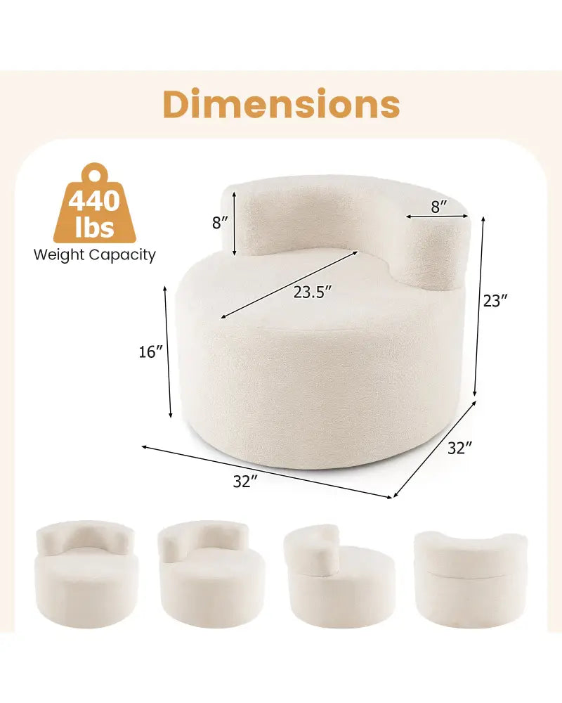 Moon-Shaped Floor Single Sofa Chair with Soft Teddy Fleece-Beige - Beige - Sofas & Loveseats