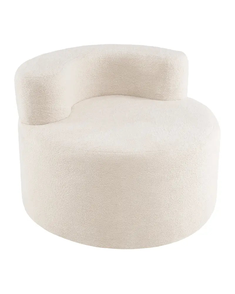 Moon-Shaped Floor Single Sofa Chair with Soft Teddy Fleece-Beige - Beige - Sofas & Loveseats