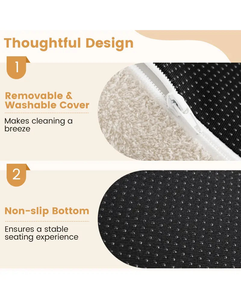 Moon-Shaped Floor Single Sofa Chair with Soft Teddy Fleece-Beige - Beige - Sofas & Loveseats