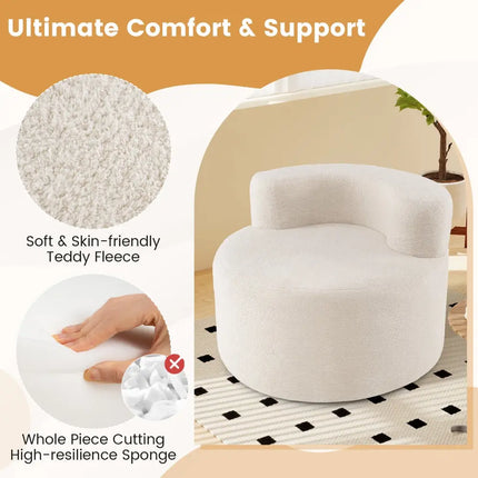 Moon-Shaped Floor Single Sofa Chair with Soft Teddy Fleece-Beige - Beige - Sofas & Loveseats