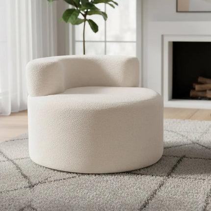 Moon-Shaped Floor Single Sofa Chair with Soft Teddy Fleece-Beige - Beige - Sofas & Loveseats