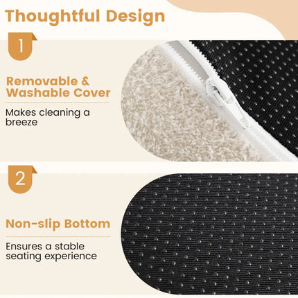 Moon-Shaped Floor Single Sofa Chair with Soft Teddy Fleece-Beige - Beige - Sofas & Loveseats