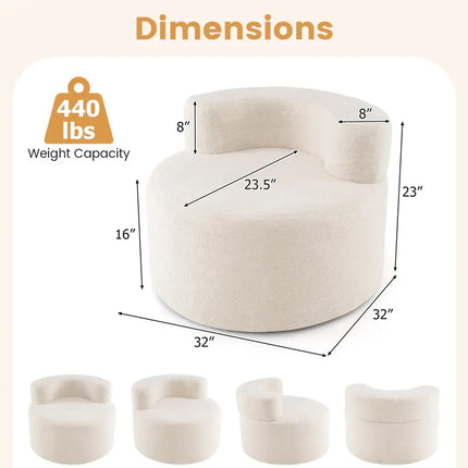 Moon-Shaped Floor Single Sofa Chair with Soft Teddy Fleece-Beige - Beige - Sofas & Loveseats
