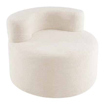 Moon-Shaped Floor Single Sofa Chair with Soft Teddy Fleece-Beige - Beige - Sofas & Loveseats