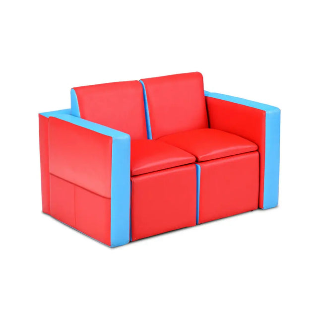 Multi-functional Kids Sofa Table Chair Set - Red - Kids Table & Chair Sets