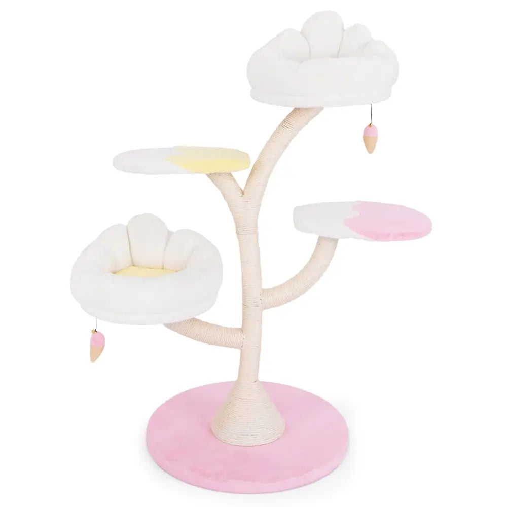 Multi-Layer Cat Tree Cat Tower with 2 Cat Perches 2 Platforms-Pink - Pink - Cat Trees Condos & Scratchers