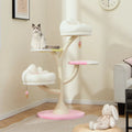 Multi-Layer Cat Tree Cat Tower with 2 Cat Perches 2 Platforms-Pink - Pink - Cat Trees Condos & Scratchers