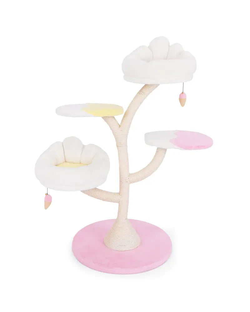 Multi-Layer Cat Tree Cat Tower with 2 Cat Perches 2 Platforms-Pink - Pink - Cat Trees Condos & Scratchers