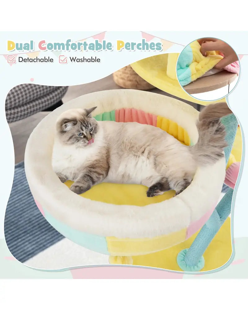 Multi-Layer Cat Tree with 2 Removable Perches Scratching Posts-Color - Color - Cat Trees Condos & Scratchers