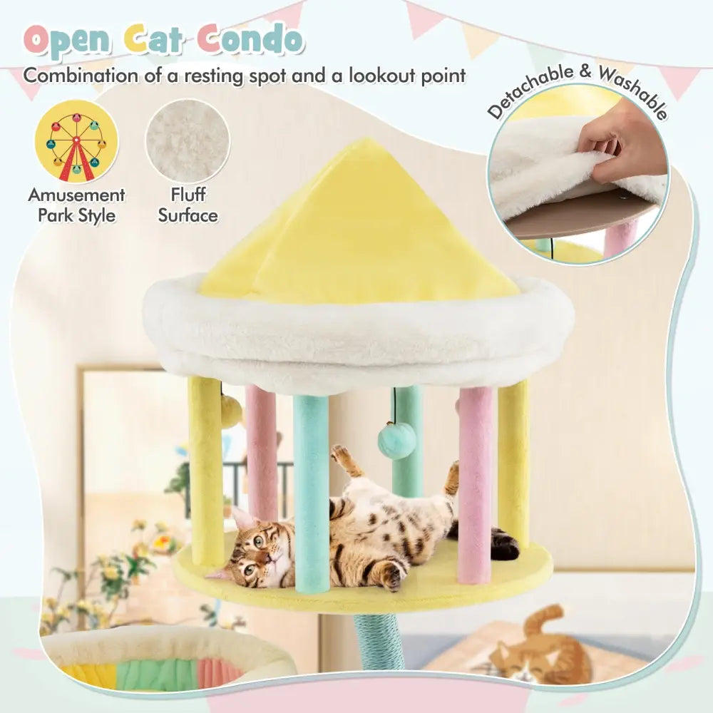 Multi-Layer Cat Tree with 2 Removable Perches Scratching Posts-Color - Color - Cat Trees Condos & Scratchers
