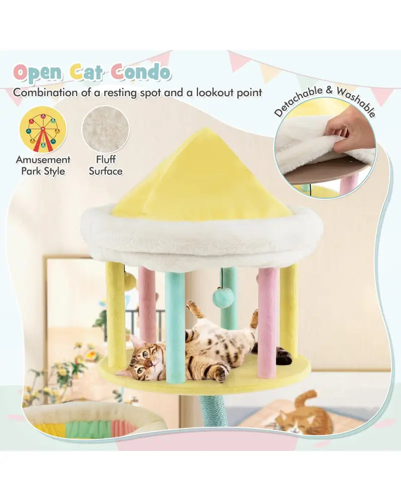 Multi-Layer Cat Tree with 2 Removable Perches Scratching Posts-Color - Color - Cat Trees Condos & Scratchers