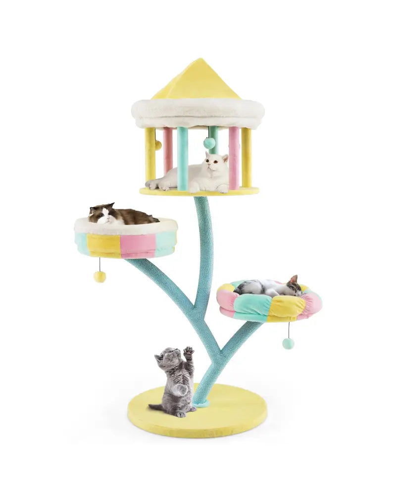 Multi-Layer Cat Tree with 2 Removable Perches Scratching Posts-Color - Color - Cat Trees Condos & Scratchers