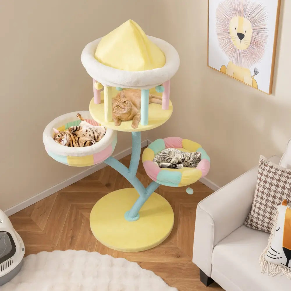 Multi-Layer Cat Tree with 2 Removable Perches Scratching Posts-Color - Color - Cat Trees Condos & Scratchers