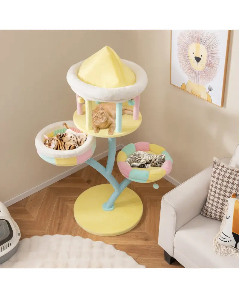 Multi-Layer Cat Tree with 2 Removable Perches Scratching Posts-Color - Color - Cat Trees Condos & Scratchers