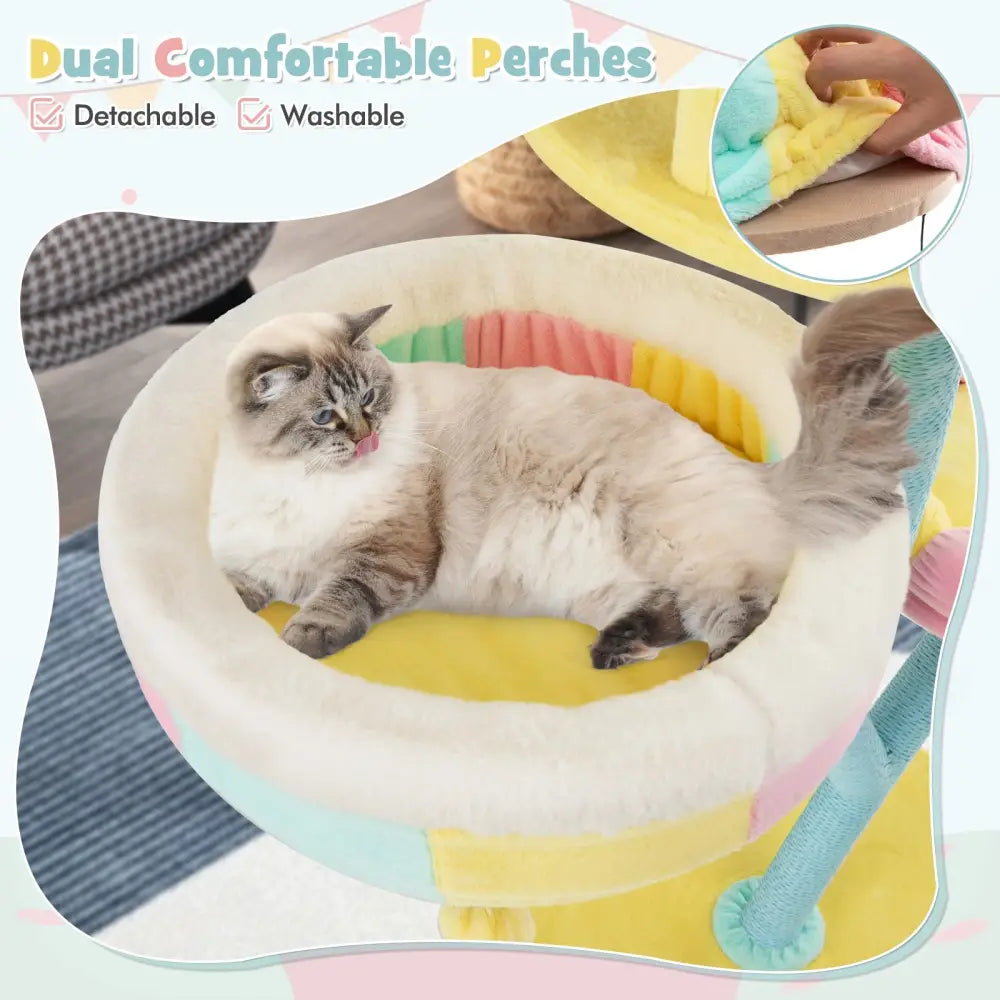 Multi-Layer Cat Tree with 2 Removable Perches Scratching Posts-Color - Color - Cat Trees Condos & Scratchers