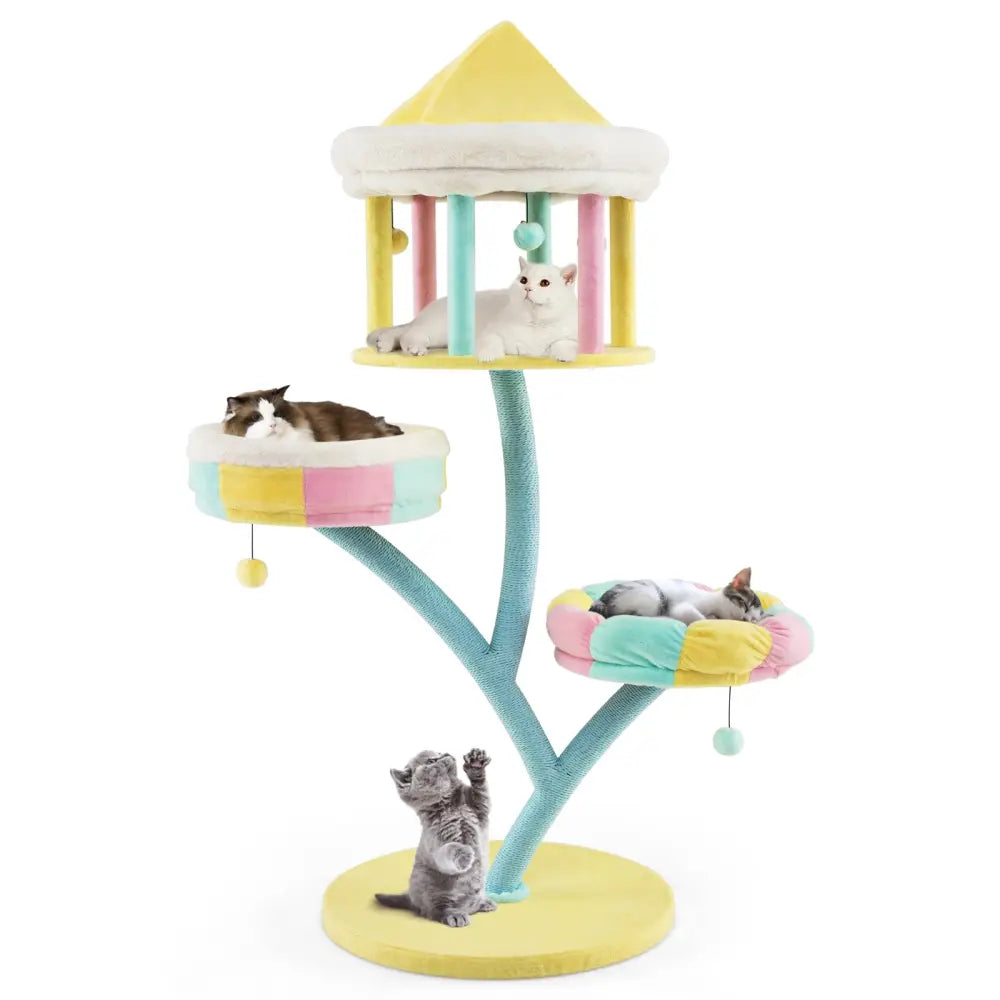 Multi-Layer Cat Tree with 2 Removable Perches Scratching Posts-Color - Color - Cat Trees Condos & Scratchers