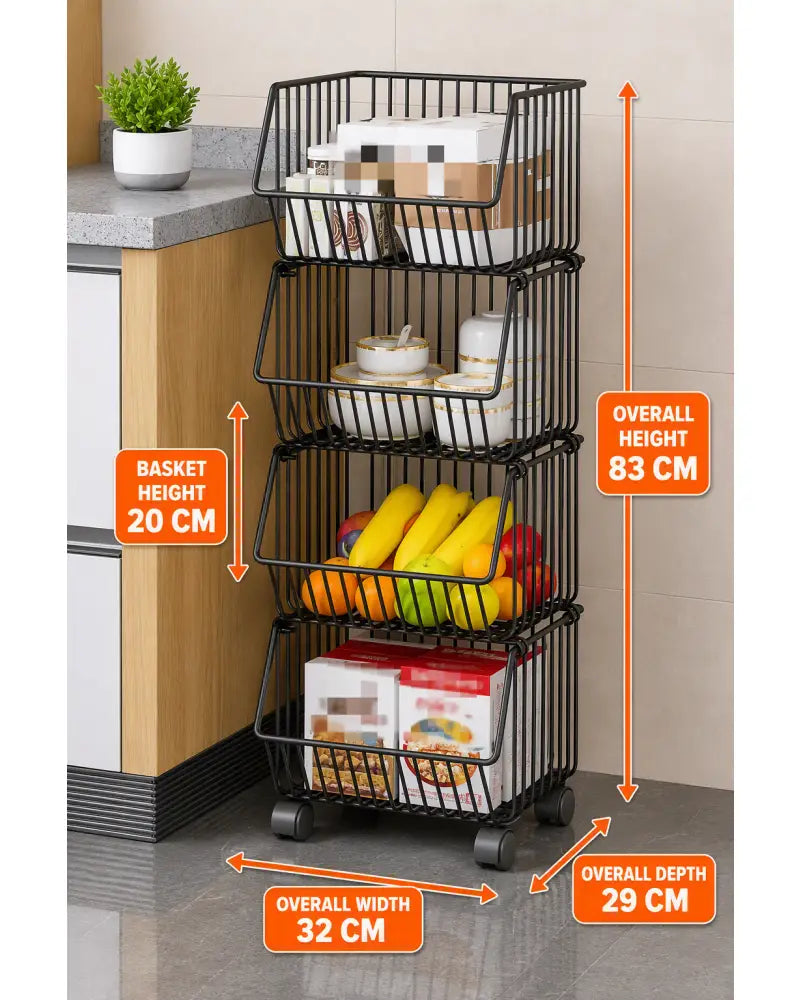 Multi-Layer Rolling Storage Cart – Movable Kitchen Fruit & Vegetable Organizer
