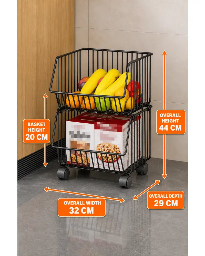 Multi-Layer Rolling Storage Cart – Movable Kitchen Fruit & Vegetable Organizer - B