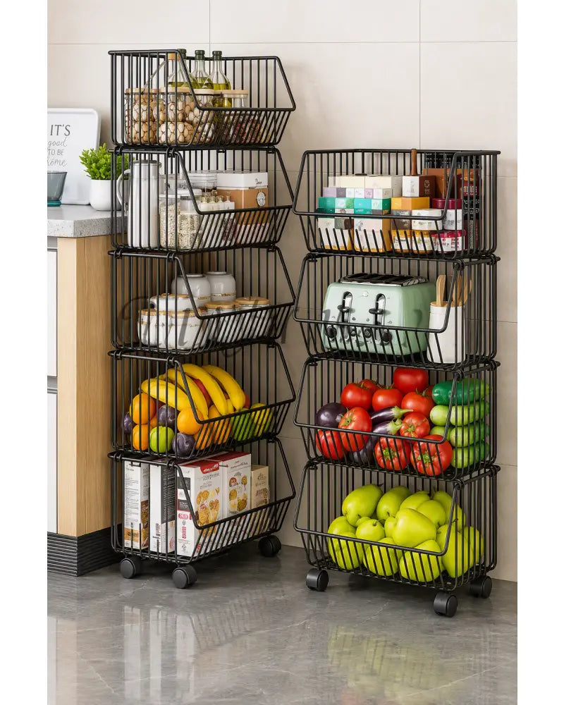 Multi-Layer Rolling Storage Cart – Movable Kitchen Fruit & Vegetable Organizer