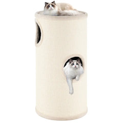 Multi-level Cat House with Sisal Scratching Pad-Beige - Beige - Cat Houses