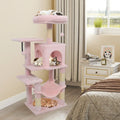 Multi-Level Cat Tower with 2-Door Condo and Padded Top Perch-Pink - Pink - Cat Trees Condos & Scratchers