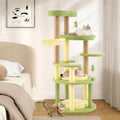 Multi-level Cat Tree Avocado Theme Cat Tower with Wide Perch Rotatable Basket-Green - Green - Cat Trees Condos &