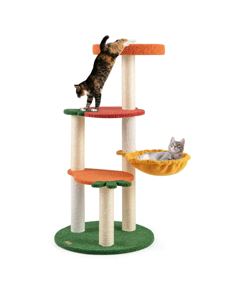 Multi-level Cat Tree Pet Activity Center with Fruit-shaped Platforms-Red and Orange - Cat Trees Condos & Scratchers