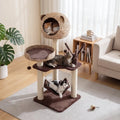 Multi-Level Cat Tree with Condo Hammock and Rotatable Hanging Balls-Brown - Brown - Cat Trees Condos & Scratchers