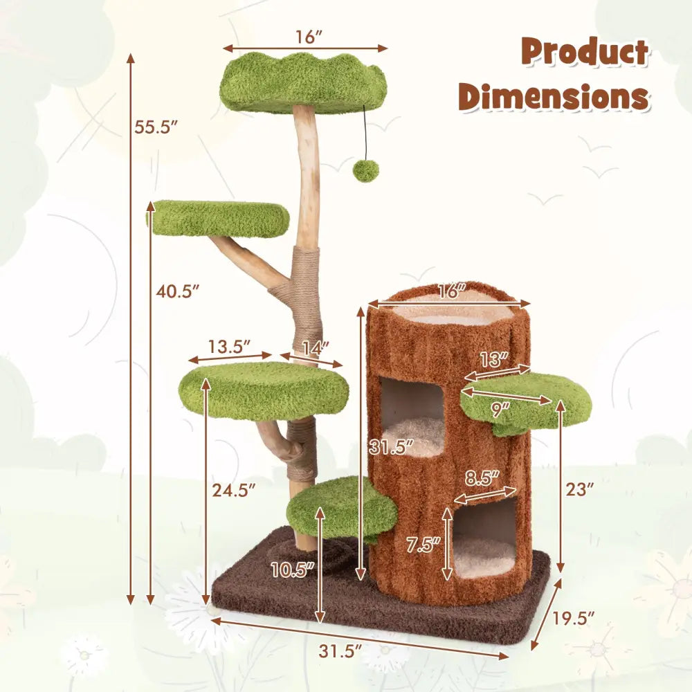 Multi-level Cat Tree with Double Decker Cat House and Sisal Panel-Brown - Brown - Cat Trees Condos & Scratchers