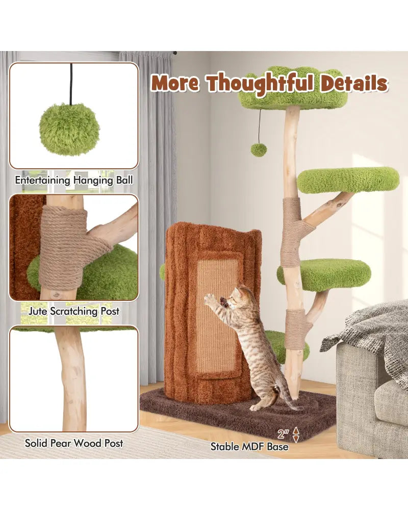 Multi-level Cat Tree with Double Decker Cat House and Sisal Panel-Brown - Brown - Cat Trees Condos & Scratchers