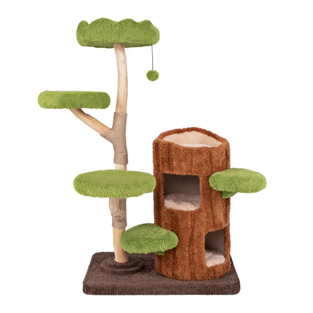 Multi-level Cat Tree with Double Decker Cat House and Sisal Panel-Brown - Brown - Cat Trees Condos & Scratchers