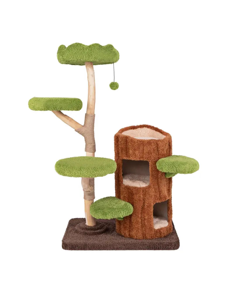 Multi-level Cat Tree with Double Decker Cat House and Sisal Panel-Brown - Brown - Cat Trees Condos & Scratchers