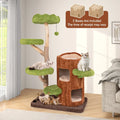Multi-level Cat Tree with Double Decker Cat House and Sisal Panel-Brown - Brown - Cat Trees Condos & Scratchers